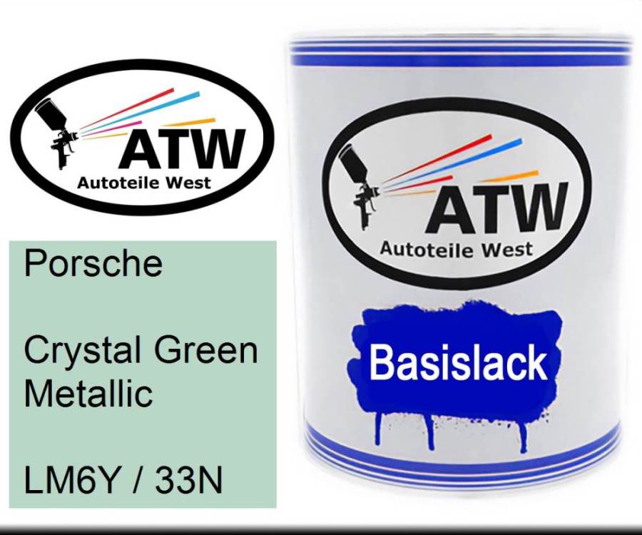 Porsche, Crystal Green Metallic, LM6Y / 33N: 1L Lackdose, von ATW Autoteile West.